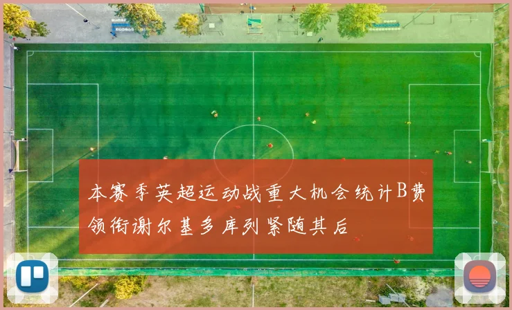 本赛季英超运动战重大机会统计B费领衔谢尔基多库列紧随其后